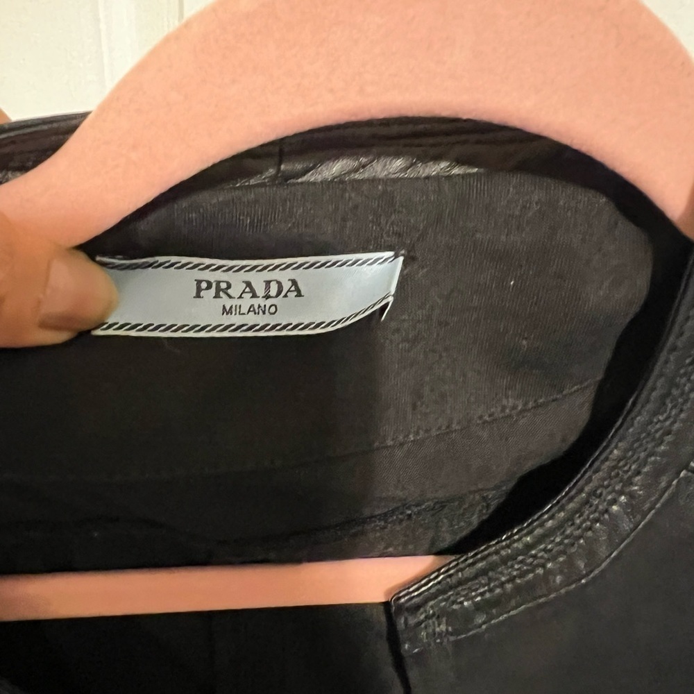 Prada leather and lace open front jacket size 2 - Picture 5 of 6